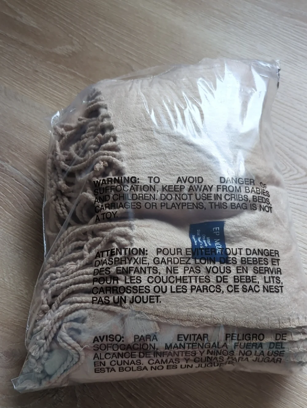 EP Mode Fringed Mulberry Silk Throw Blanket Sofa (Rugby Tan)lightweight 65x50